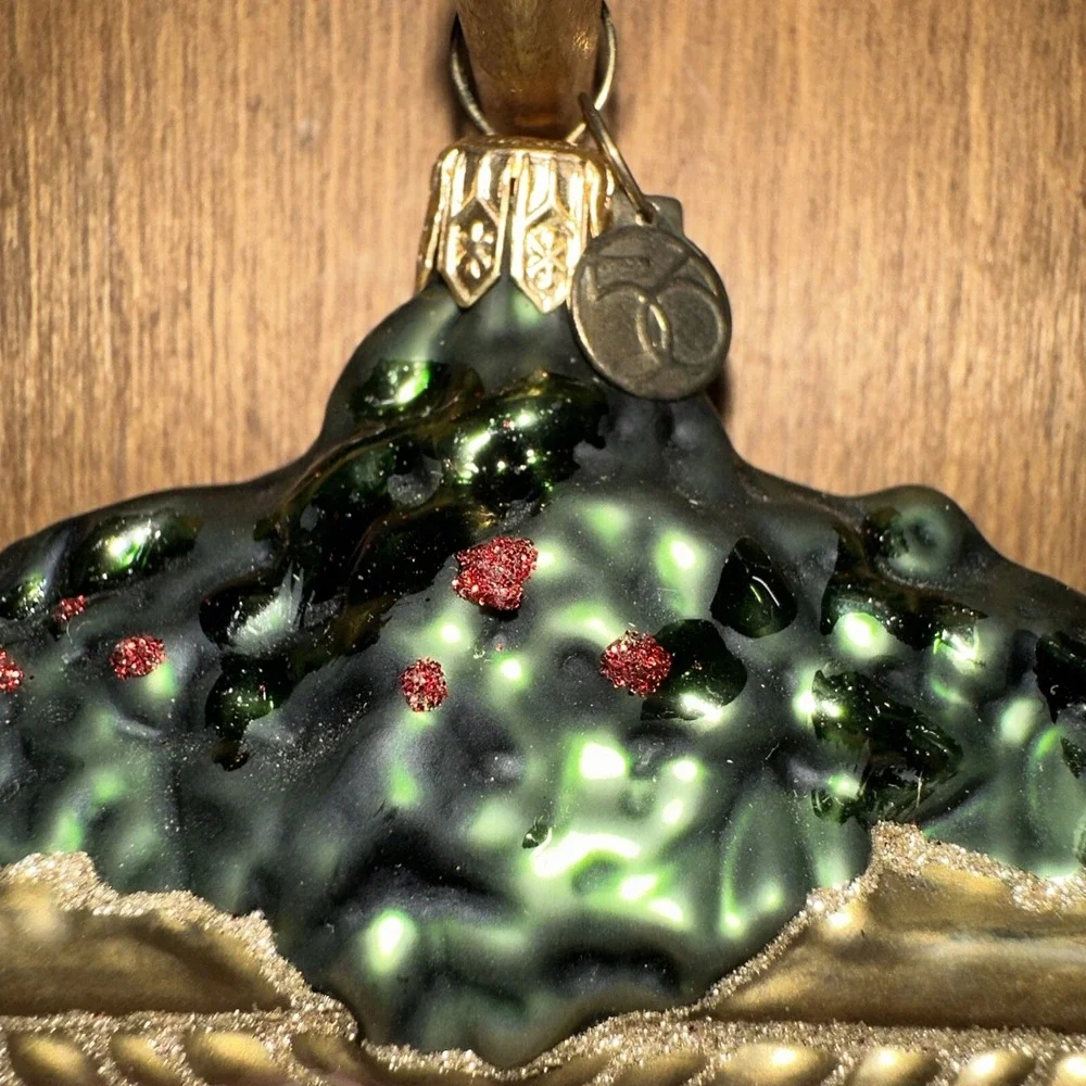 DEPARTMENT 56 Heavy Blown Glass 2008 MERRY CHRISTMAS WREATH‎ Ornament